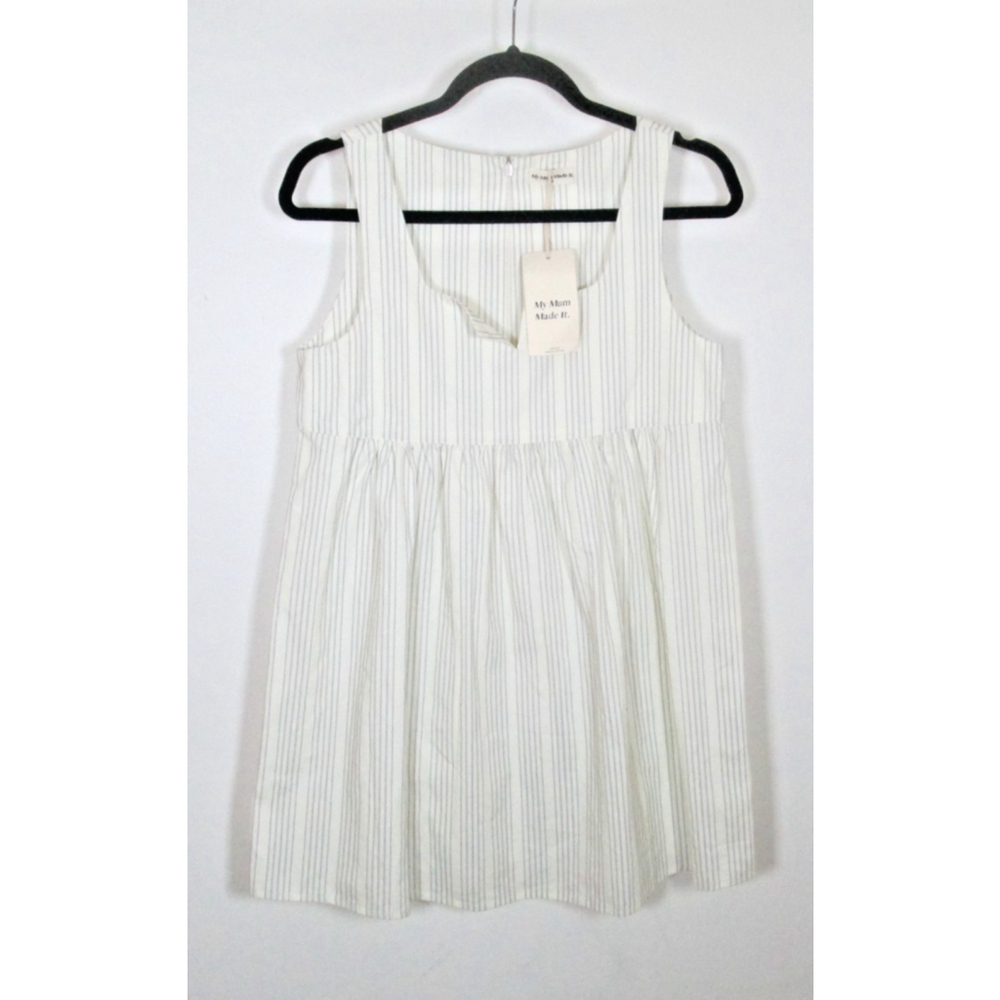 My Mum Made It Dress Size‎ Small Ivory Blue Stripe Organic Cotton Mini